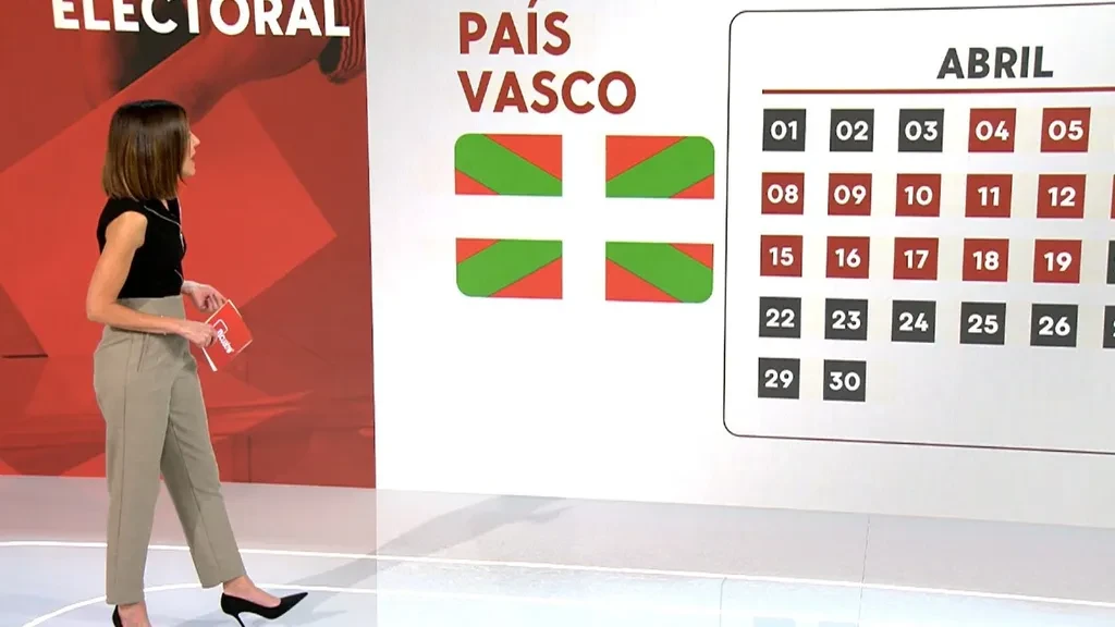Una presentadora de televisión comentando la comunicación política de las elecciones vascas