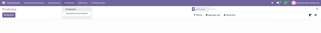 Crear un nuevo producto en el modulo de inventario de odoo